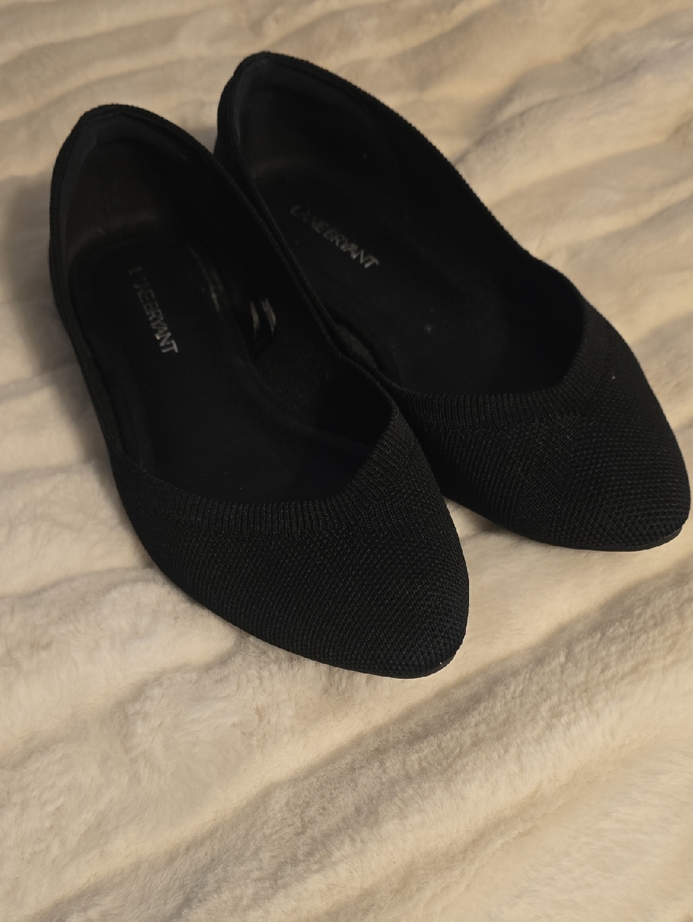 Lane Bryant Black Knit Pointed Ballet Flats